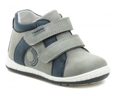 Ganzjahres-Wanderschuhe für Kinder mit Klettverschluss, Obermaterial aus Kunstleder, Innenseite aus Naturleder.