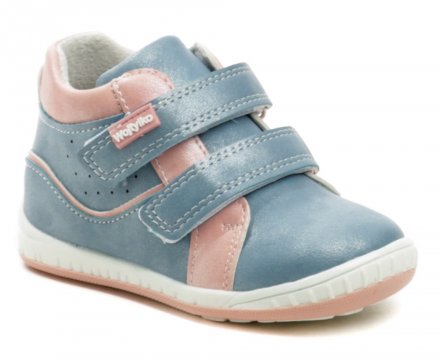 Ganzjahres-Wanderschuhe für Kinder mit Klettverschluss, Obermaterial aus Kunstleder, Innenseite aus Naturleder.
