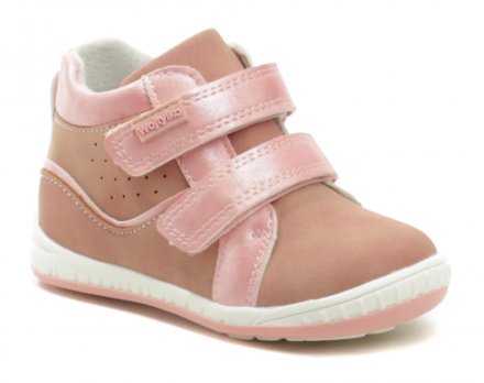 Ganzjahres-Wanderschuhe für Kinder mit Klettverschluss, Obermaterial aus Kunstleder, Innenseite aus Naturleder.