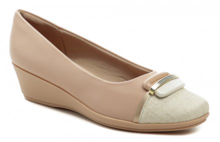 Damen-Ganzjahres-Wanderschuhe auf Keilabsatz, aus synthetischem Material. Spezielle BUNION-Behandlung - weiches Material im Zehenbereich