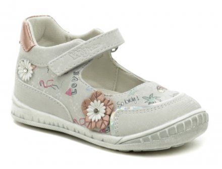 Sommerliche Wanderschuhe für Mädchen mit Klettverschluss. Die Schuhe sind aus synthetischem Leder auf dem Obermaterial und einer Kombination aus synthetischem und echtem Naturleder im Inneren.