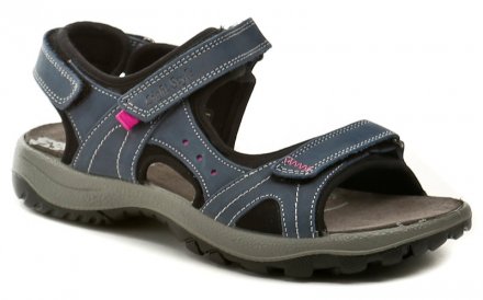 Sommerliche Damen-Ledersandalen mit Klettverschluss.