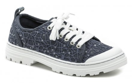 Sommerliche Damen-Wanderschuhe mit Schnürsenkeln, hergestellt aus einer Kombination von Textil und Synthetikmaterial.