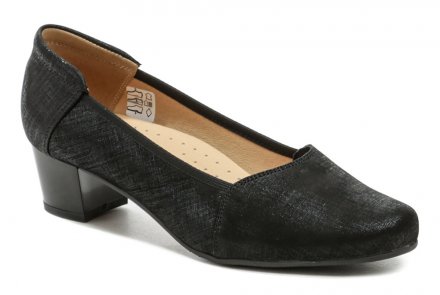 Damenformal- und Wanderschuhe mit mittelhohem, stabilem Absatz, aus echtem Naturleder.