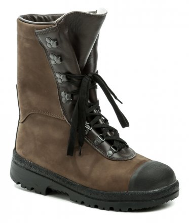 Ganzjahres-Wander- und Arbeitsstiefel für Herren mit Schnürsenkeln und Zehenschutzkappe aus Gummi. Das Schuhwerk ist aus echtem Naturleder mit wasserdichter Sympatex-Membran gefertigt, der Innenteil ist mit Lederfutter ausgestattet.