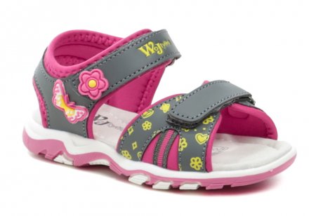 Sommerliche Freizeitschuhe mit Klettverschluss, aus einer Kombination von echtem Natur- und Kunstleder.