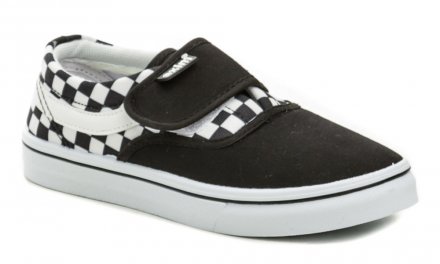 Kindersommer-Freizeitschuhe mit Klettverschluss. Die Schuhe sind aus Textilmaterial gefertigt, die Innensohle aus echtem Leder.