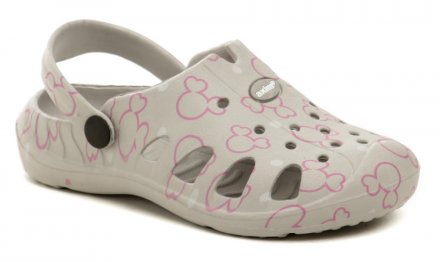 Sommerliche Freizeit-Slipper mit Riemen hinten, aus synthetischem Material.