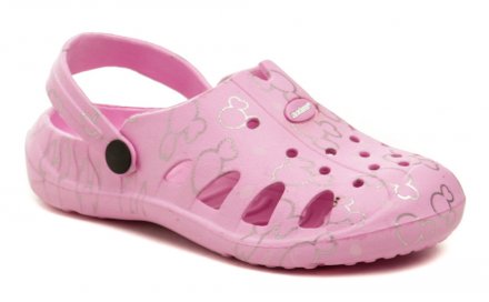 Sommerliche Freizeit-Slipper mit Riemen hinten, aus synthetischem Material.