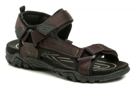 Herren-Sommer-Wandersandalen aus Kunstleder kombiniert mit Textilmaterial.