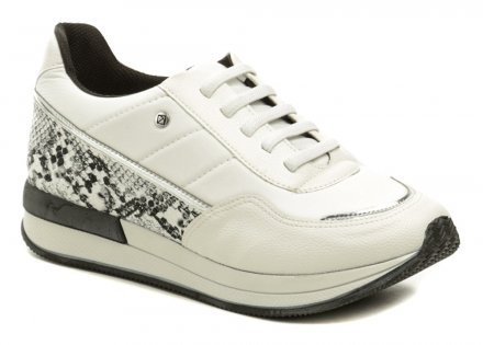 Frauen ganzjährig Walking-Schuhe Typ Turnschuhe auf einem leichten Keil. Die Schuhe sind aus einer Kombination von synthetischem und textilem Material hergestellt.
