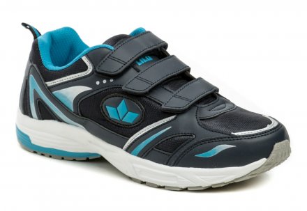 Ganzjahres-Sportschuhe mit Klettverschluss, aus Textilmaterial in Kombination mit Synthetikmaterial.