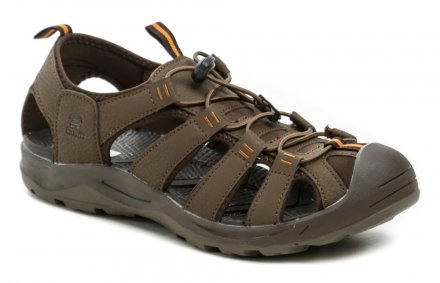 Sommerliche Wander- und Trekking-Sandale mit überzogener Spitze aus einer Kombination von synthetischem und textilem Material. Veganes Produkt.