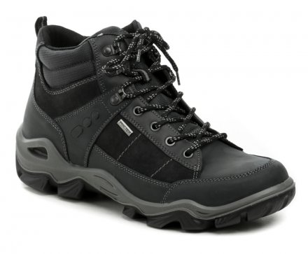 Herren-Winterstiefelette mit Schnürmembran, aus echtem Naturleder kombiniert mit Textil und Synthetikmaterial.