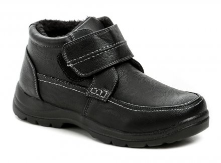 Herren-Winterwanderschuhe mit Klettverschluss aus synthetischem Material in Lederoptik.