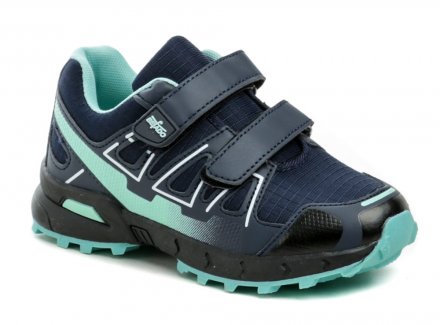 Ganzjahres-Wanderschuhe mit Klettverschluss, aus einer Kombination von Synthetik und Textilmaterial.