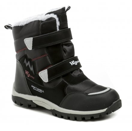 Kinder-Winterstiefel mit Klettverschluss, aus Synthetik und Textil und isoliert mit Textilfell.