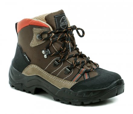 Ganzjähriger Wander- und Trekkingschuh, knöchelhoher Schnürschuh mit Membran, aus Synthetikmaterial in Kombination mit Textil.