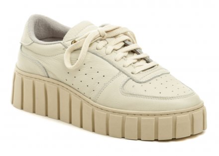 Ganzjahres-Schnürschuhe aus echtem Leder mit Textilfutter auf einer hohen Sohle.