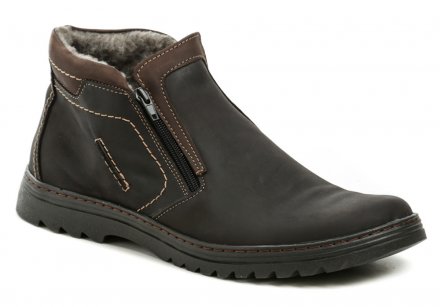 Herren-Winterwanderstiefel in Übergröße mit 2 Reißverschlüssen, aus echtem Naturleder mit Textilinnensohle.