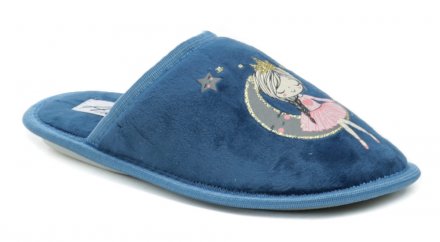 Ganzjahres-Haus- und Slipper-Schuhe mit durchgehender Spitze zum Hineinschlüpfen, aus Textilmaterial.