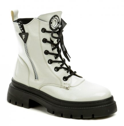Damen-Winterstiefel mit Schnürung und Reißverschluss, aus Synthetik.