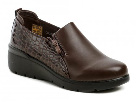 Ganzjahres-Wanderschuhe mit leichtem Keil und Reißverschluss, aus Synthetikmaterial und einer Innensohle aus Naturleder.