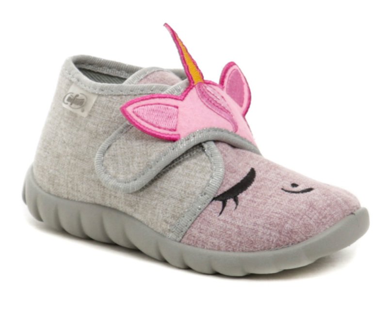 Befado 465P110 Einzelne graue und rosa Kinderpantoffeln | ARNO-schuhe.de – Schuhe mit Tradition