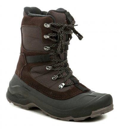 KAMIK Herren-Winterwanderstiefel mit HEAT-MX™-Wärmeisolierung und Schnürverschluss. Die Schuhe sind sowohl für Stadt- als auch für Landgänge geeignet und bestehen aus einer Kombination von Textil- und Synthetikmaterial mit echtem Naturleder.
