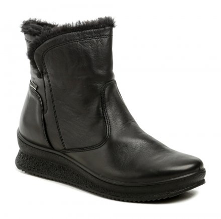 Winterliche Damenstiefelette mit Reißverschluss, aus einer Kombination von echtem Leder.