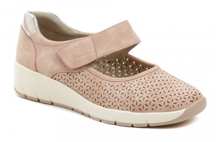 Jana 8-24664-42 rosa Damen Sommerschuhe  Damen-Sommer-Wanderschuhe auf Keilabsatz mit Klettverschluss, aus synthetischem Material.