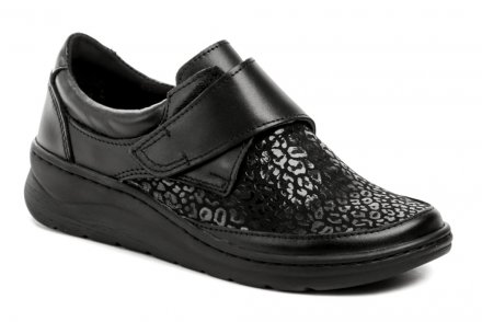 Ganzjahres-Wanderschuhe für Damen mit Klettverschluss. Die Schuhe sind aus echtem Naturleder gefertigt.