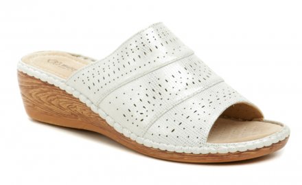 Sommerliche Damen-Wanderschuhe mit loser Ferse und Spitze auf leichtem Keil, aus einer Kombination von Synthetik und Naturleder.