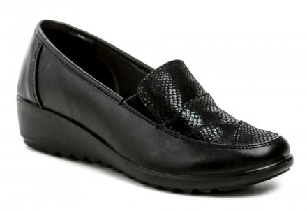 Ganzjahres-Wanderschuhe für Damen mit leichtem Keil, aus einer Kombination von Synthetik und Naturleder.