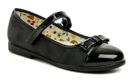 Ganzjahresschuhe für Mädchen mit Klettverschluss. Die Schuhe sind aus Synthetikleder kombiniert mit Naturleder an der Innensohle.