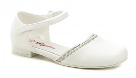 Sommer-Freizeitschuhe für Mädchen mit Klettverschluss. Die Schuhe sind aus Kunstleder kombiniert mit Naturleder an der Innensohle.