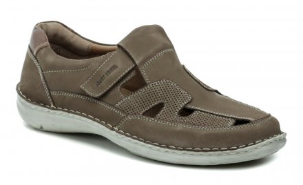 Sommerliche Herren-Wanderschuhe mit Klettverschluss. Josef Seibel Schuhe sind aus Naturleder mit Luftzirkulationslöchern hergestellt.