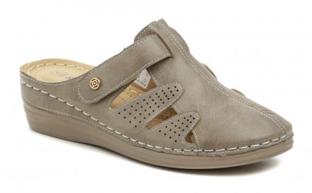 Sommerliche Damen-Wanderschuhe mit durchgehender Spitze auf einem Keil, aus synthetischem Material.