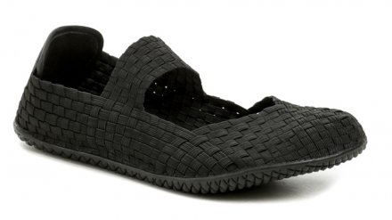 Der originelle Damen-Sommer-Wanderschuh Rock Spring, der aus Textilmaterial aus Gummibändern hergestellt ist. Der Schuh hat eine sehr flexible Sohle mit gutem Grip.