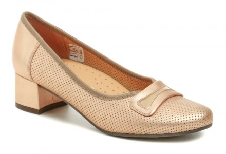 Damenformal- und Wanderschuhe mit mittlerem Absatz, aus echtem Naturleder. Bequeme Einlegesohle mit Polsterung des Längs- und Quergewölbes.