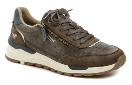 Ganzjahres-Wanderschuhe für Herren mit Schnürsenkeln und Reißverschluss, aus lederähnlichem Synthetikmaterial.