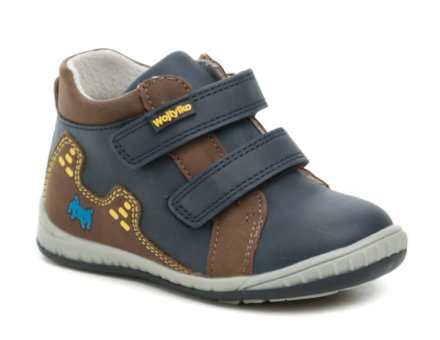 Ganzjahres-Wanderschuhe für Kinder mit Klettverschluss, Obermaterial aus Kunstleder, Innenseite aus Naturleder.