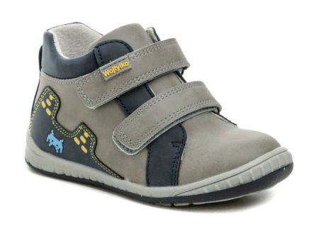Ganzjahres-Wanderschuhe für Kinder mit Klettverschluss, Obermaterial aus Kunstleder, Innenseite aus Naturleder.