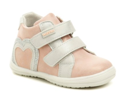 Ganzjahres-Wanderschuhe für Kinder mit Klettverschluss, Obermaterial aus Kunstleder, Innenseite aus Naturleder.
