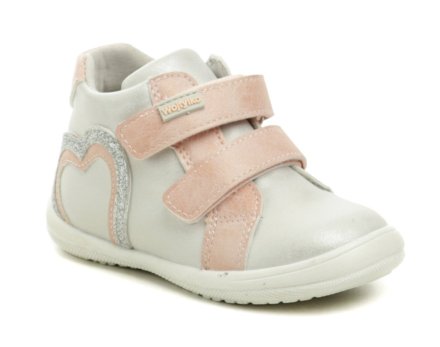 Ganzjahres-Wanderschuhe für Kinder mit Klettverschluss, Obermaterial aus Kunstleder, Innenseite aus Naturleder.