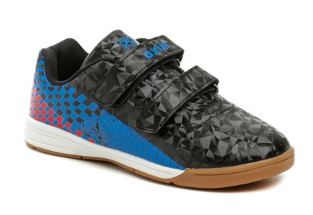 Ganzjahres-Hallensportschuhe mit Klettverschluss, aus Synthetikmaterial mit Innensohle aus Naturleder.