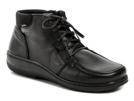 Damen Winter Gesundheitswanderschuhe mit Schnürung und Reißverschluss. Die Schuhe sind aus echtem Naturleder gefertigt, innen mit Textilfilz isoliert.