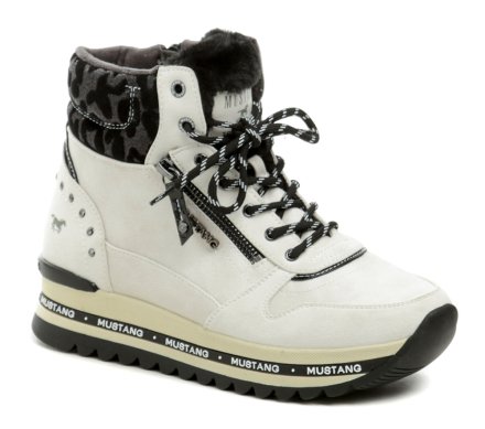Mustang 1364-503-203 weiß Damen Winterstiefel Damen Winterwanderstiefel mit Schnürung und Reißverschluss, Schuhe aus synthetischem Material.