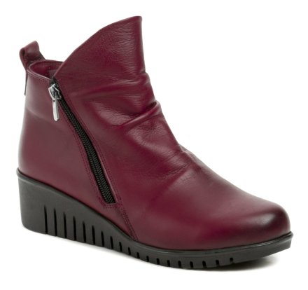 Damen Winterwanderschuhe auf Keilabsatz mit 2 Reißverschlüssen. Der Schuh ist aus echtem Naturleder gefertigt und innen mit weichem Pelz gepolstert.