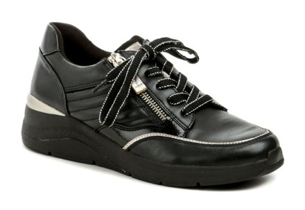 Ganzjahres-Wanderschuhe für Damen mit Schnürsenkeln und Reißverschluss, aus einer Kombination von Textil und Synthetikmaterial.